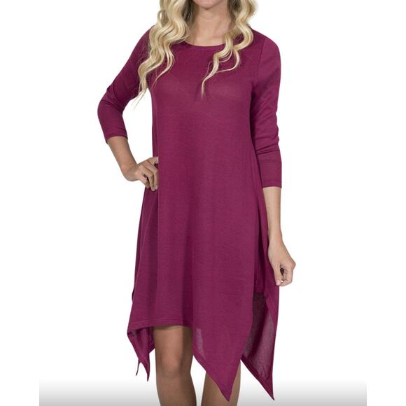 2/$15 Simply Southern Berry Augusta Tunic Dress Burgundy Long Sleeve Knit Size M - Picture 1 of 10